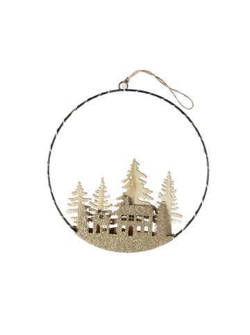Home&Styling Collection Weihnachtsdekoration mit LED zum Aufhängen in Beige, Ø 20 cm