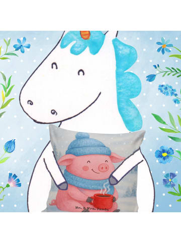 Mr. & Mrs. Panda kuschelkissen 40x40 Schweinchen Glühwein Design... in Weiß