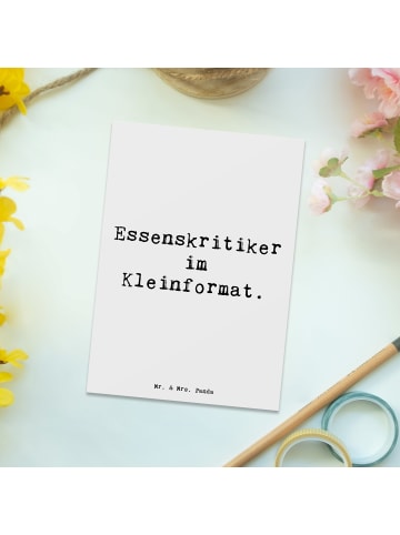 Mr. & Mrs. Panda Postkarte Kind Essenskritiker mit Spruch in Weiß