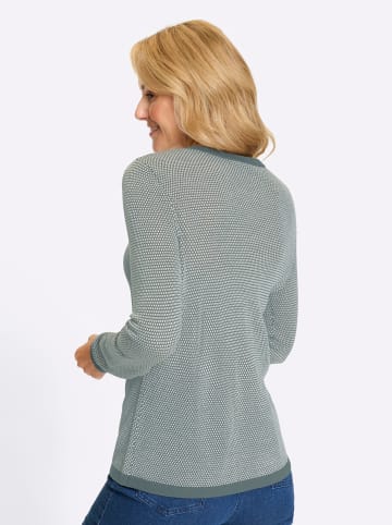 Sieh an! Rundhalspullover in jade-ecru-gemustert