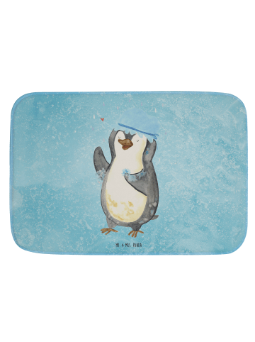 Mr. & Mrs. Panda Badematte Pinguin Duschen ohne Spruch in Eisblau