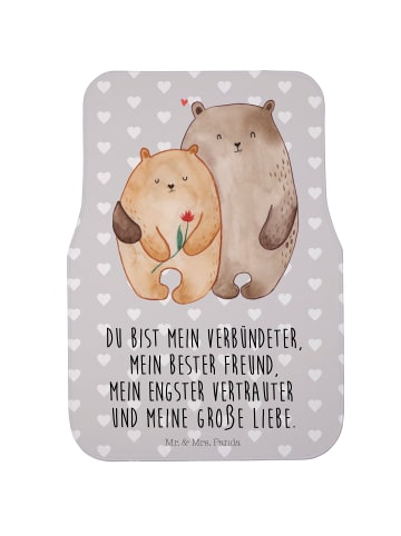Mr. & Mrs. Panda Auto Fußmatte Bären Liebe mit Spruch in Grau Pastell