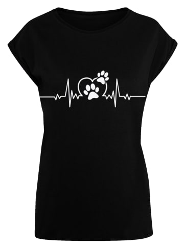 F4NT4STIC Extended Shoulder T-Shirt Herzschlag Hunde Liebe in schwarz
