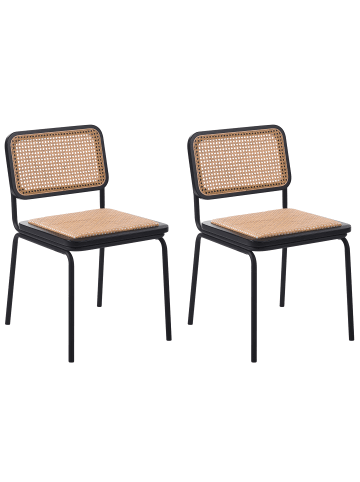 Beliani 2er-Set Esszimmerstuhl CORVALLIS in Schwarz/Beige