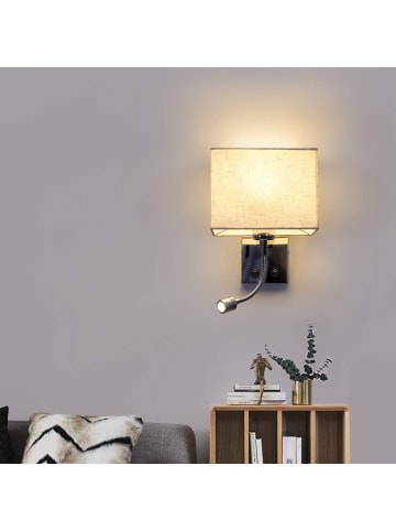 ZMH Wandleuchte in Beige 1-flammige E27 eckig schwenkbar 2W mit Schalter