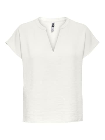 JACQUELINE de YONG Einfarbige Kurzarm Bluse V-Ausschnitt Blusenshirt Blouse JDYLION in Weiß