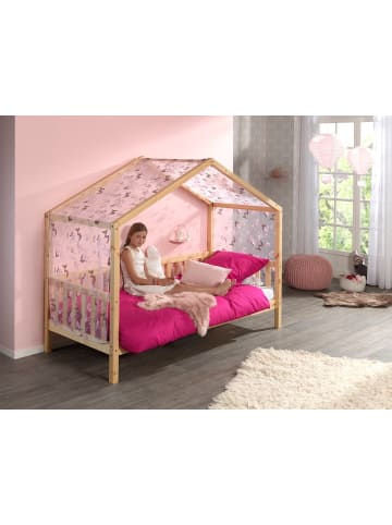 58 aufm Kessel HAUSBETT mit Textilhimmel Kapua 210x170x97 aus Massivholz in Natur