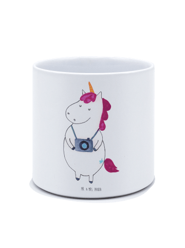 Mr. & Mrs. Panda Großer Blumenkübel Einhorn Fotograf ohne Spruch in Weiß