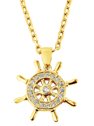 Adeliás Damen Anhänger aus 925 Silber mit Zirkonia in gold
