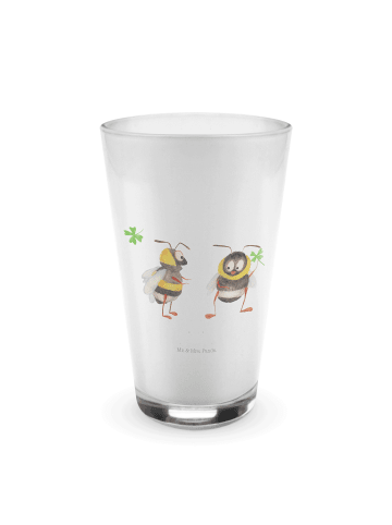 Mr. & Mrs. Panda Latte Macchiato Glas Hummeln Kleeblatt ohne Spruch in Transparent