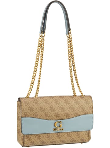 Guess Schultertasche Nell Conv Crossbody Flap Logo in Latte Logo/Slate