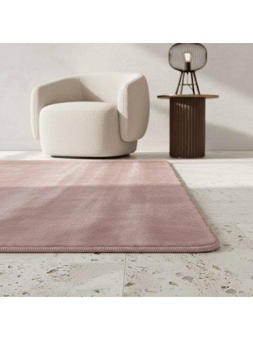 KADIMA DESIGN Teppich Kurzflor Waschbar Einfarbig ISAR Strapazierfähig OEKO-TEX in Rosa