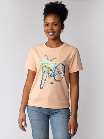 wat? Apparel T-Shirt Blaues Damenrad in Fraiche Peche