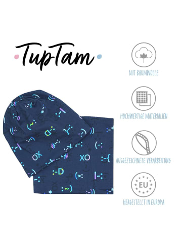 TupTam Unisex Set Kinder Beanie Mütze Schlauchschal in anthrazit-kombi