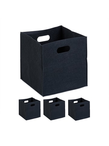 relaxdays 4 x Aufbewahrungsbox in Schwarz - (B)30 x (H)30 x (T)30 cm