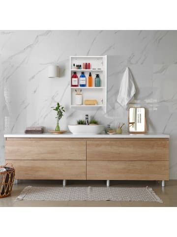 relaxdays Spiegelschrank in Weiß - (B)40 x (H)60,5 x (T)12 cm