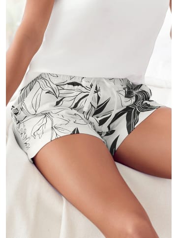 LASCANA Pyjamashorts in ecru-allover-geblümt