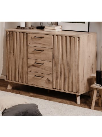 Furn.Design Kommode Eiche 127 cm, Sideboard mit viel Stauraum und Push-to-Open