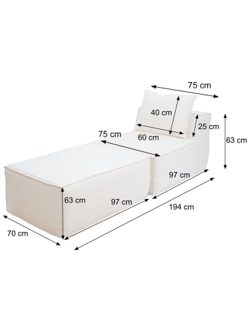 MCW Chaiselongue/Zubehör für Sofa O54 Ottomane 63x75x194cm, Dunkelgrau