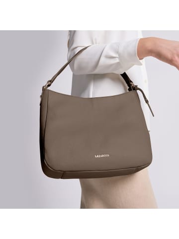 Lazarotti Bologna Leather Hobo Schultertasche Leder 27 cm in taupe