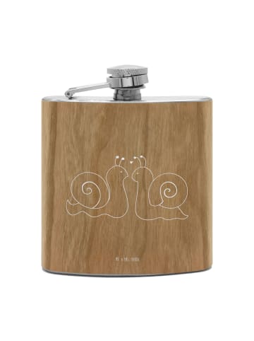 Mr. & Mrs. Panda Flachmann Holz Schnecken Liebe ohne Spruch in Braun