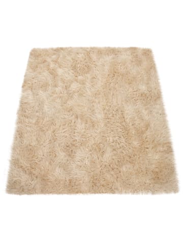 KADIMA DESIGN Hochflor Teppich Shaggy waschmaschinenwaschbar Einfarbig in Creme