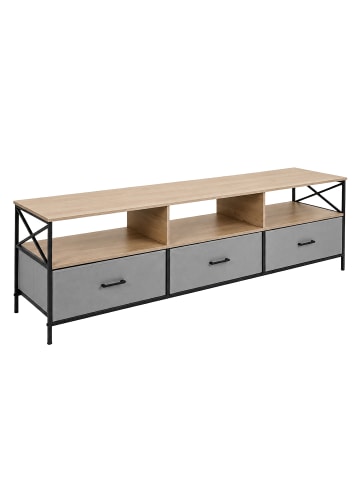 relaxdays TV Lowboard in Greige/ Schwarz - (B)170 x (H)50 x (T)40 cm