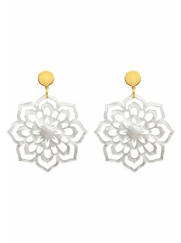 Gemshine Ohrhänger EDEL WEISS Schildpatt Harz Blumen in gold coloured