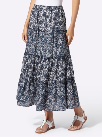 Heine Rock in champagner-dunkelblau-bedruckt