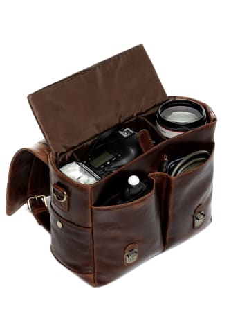 SID & VAIN Leder-Kameratasche echt Leder Kamera groß | Ledertasche braun HEATHROW in braun