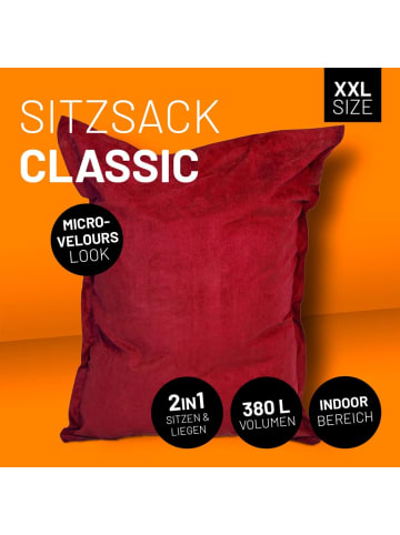 Lumaland XXL Microvelours Sitzsack 380L - 140 x 180 cm - Indoor - Rot