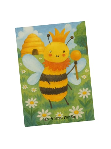 Mr. & Mrs. Panda Postkarte Biene König Design ohne Spruch in Weiß