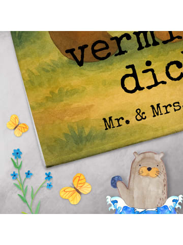 Mr. & Mrs. Panda Handtuch Bär Vermissen Design mit Spruch in Weiß