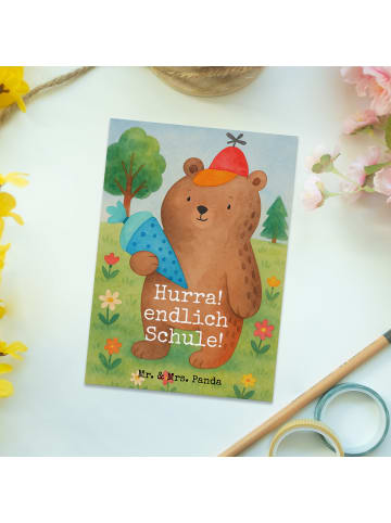 Mr. & Mrs. Panda Postkarte Bär Schultüte Design mit Spruch in Weiß