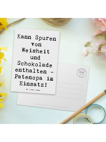 Mr. & Mrs. Panda Postkarte Patenopa und Weisheit mit Spruch in Weiß