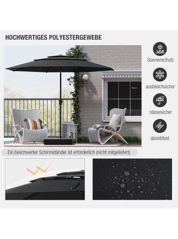 COSTWAY 300cm Sonnenschirm windfest stabil in Schwarz