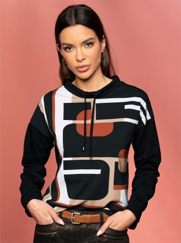 Heine Langarmshirt in schwarz-camel-bedruckt