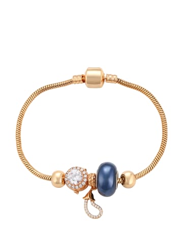 faina Women Snake Chain Bracelet With Charms in Rose Gold Navy
