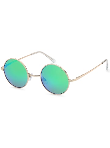 styleBREAKER Sonnenbrille in Gold / Grün-Blau verspiegelt