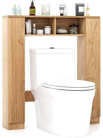 COSTWAY Toilettenschrank Bad Überbauschrank in Hellbraun