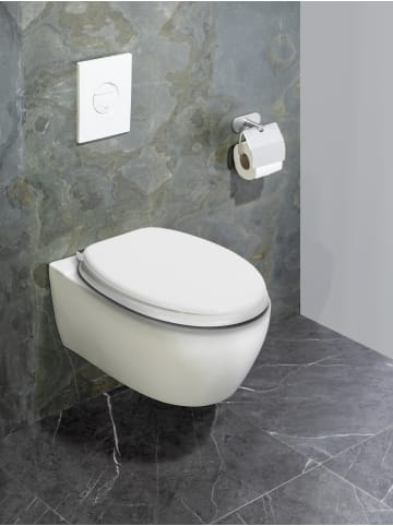Wenko Klassischer, weißer MDF WC-Sitz mit leise Polsterung in Weiß, 36 x 42,5 cm