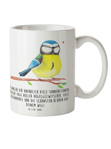 Mr. & Mrs. Panda Kaffeetasse Vogel Blaumeise mit Spruch in Weiß