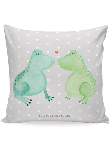 Mr. & Mrs. Panda Deko Kissen Frosch Liebe ohne Spruch in Grau Pastell