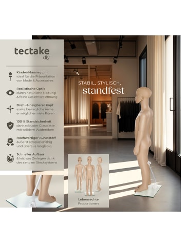 tectake Schaufensterpuppe aus Kunststoff, Glasplatte mit Wadendorn