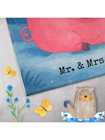 Mr. & Mrs. Panda Handtuch Schweinchen Glühwein Design ohne Spruch in Weiß