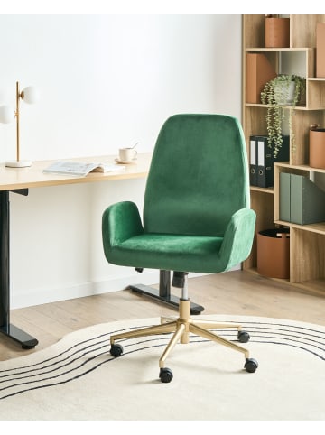Beliani Bürostuhl CLARE in Grün/Schwarz/Gold - (W) 62 x (H) 100 x (L) 64 cm