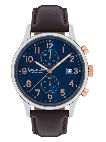 Gigandet Quarzuhr Chronograph "SKYSCRAPER" in Braun/Silber/Blau