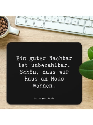 Mr. & Mrs. Panda Mouse Pad Spruch Guter Nachbar mit Spruch in Schwarz