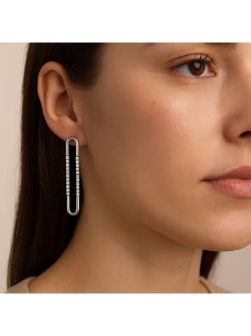 ANELY Ohrstecker lang mit Glitzersteinen in Silber