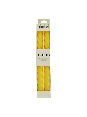 Butlers Stabkerze TWISTED 2er-Set in Pastellgelb